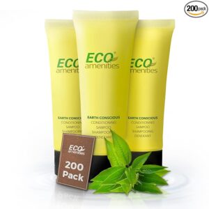 ECO Amenities, 200 PACK: Mini Size 1 Ounce Travel Shampoo & Conditioner Sets, Green Tea Scent - 2 in 1 Shampoo & Conditioner, Natural, Cruelty-Free, Sustainably Packed, TSA Approved