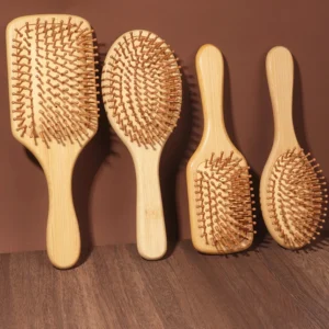 Eco-Friendly Bamboo Scalp Stimulating Brush and Paddle Comb Set
