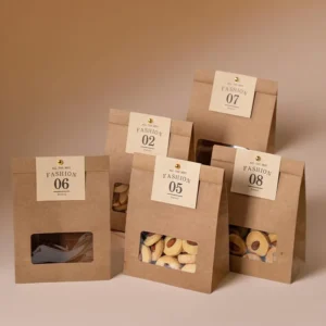 Customizable Kraft Bakery Boxes - Eco-Friendly Treat Bags for Marshmallow Squares, Toffee, Tea, Pastries, Logo Printing