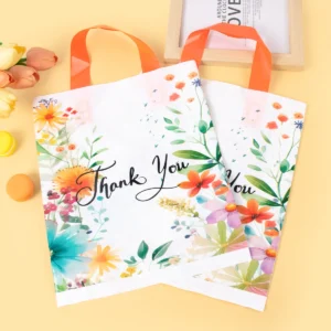 Flower pattern Thank you tote bag, birthday party gift packaging bag, eco-friendly shopping bag