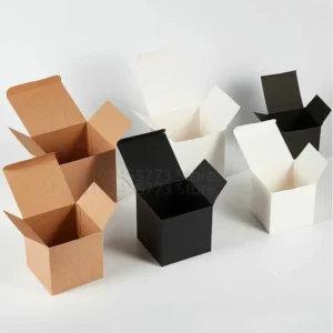 20/50pcs Square Folding Kraft Paper Box Black White cardboard Box for Packaging Candle Gift Box For wedding Party favor candy